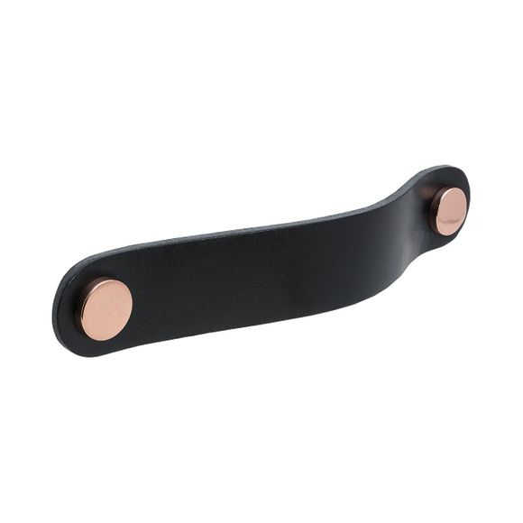 Loop Round Handle, Black leather, Polished Copper