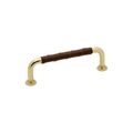 Cabinet Pull Handle 1353 - Polished Brass / Brown Leather - Beslag Design