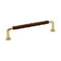 Cabinet Pull Handle 1353 - Polished Brass / Brown Leather - Beslag Design