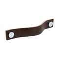 Cabinet Pull Handle Loop - Brown Leather / Chrome - Beslag Design