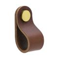 Loop Round Knob - Brown leather / Polished Brass - Beslag Design