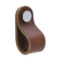 Loop Round Knob - Brown leather / Polished Chrome - Beslag Design
