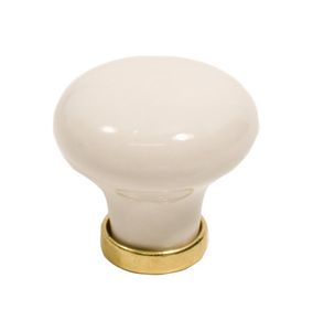 24136 Knob - Porcelain / Polished Brass - Beslag Design