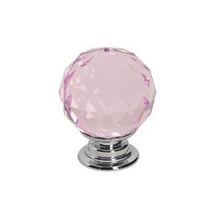 Diamond Pink Knob - Glass