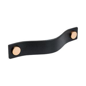Cabinet Pull Handle Loop - Black Leather / Copper - Beslag Design