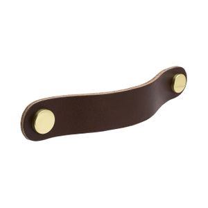 Loop Round Handle - Brown leather / Polished Brass - Beslag Design